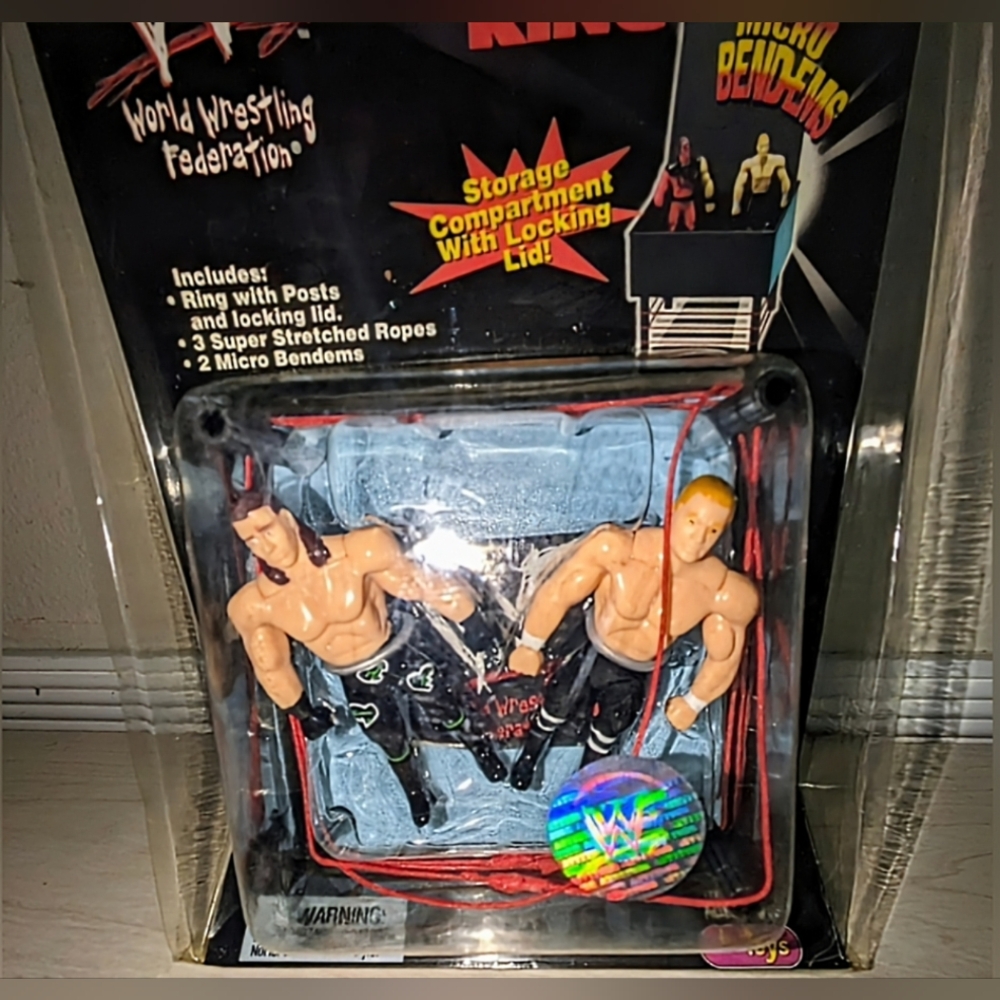 Vintage WWF Royal Rumble Micro Bendems Wrestling Ring Set (1999) NIB